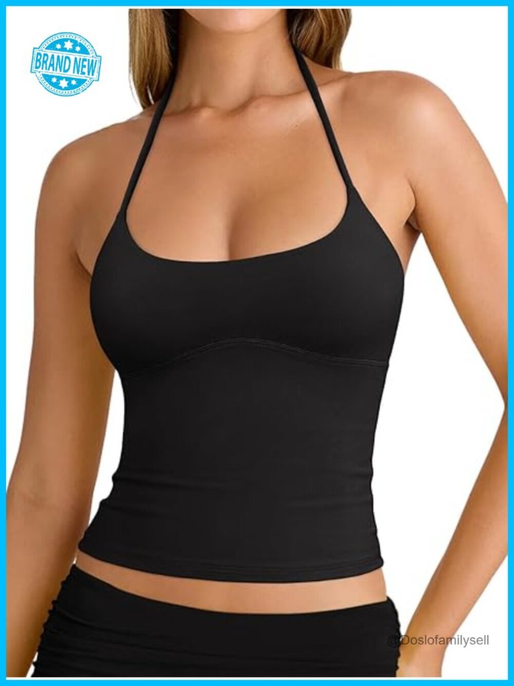 Double Lined Halter Backless Crop Tank Top Y2k Slim Fit Camisole